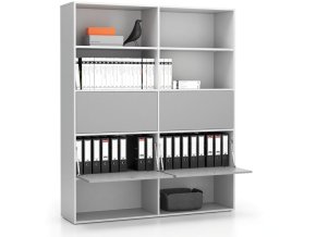 siroky kancelarsky policovy regal layers 4 boxy 1582 x 400 x 1905 mm bila seda 22064