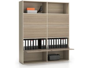 siroky kancelarsky policovy regal layers 6 boxu 1582 x 400 x 1905 mm dub prirodni dub moreny 22083