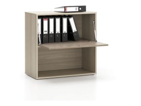 Kancelářský policový regál LAYERS, krátký, 1 box, 800 x 400 x 777 mm, dub přírodní / dub mořený