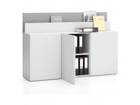 Kancelářská přístavná skříňka ke stolu LAYERS, dlouhá, bílá / šedá