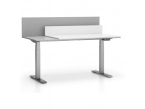 Kancelářský stůl SINGLE LAYERS, posuvná vrchní deska, s přepážkami, nastavitelné nohy, bílá / šedá