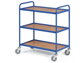 Policový vozík se 3 policemi 750x420 mm, modrý
