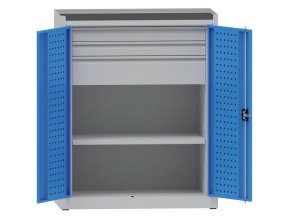 dilenska kovova skrin na naradi kovona 1 police 3 zasuvky svarovana nosnost 50 kg 950 x 500 x 1170 mm 23824