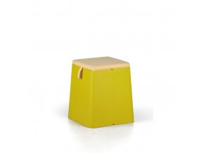 Plastový taburet s polštářkem, žlutý