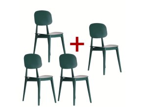 Plastová jídelní židle SIMPLY 3+1 ZDARMA, zelená