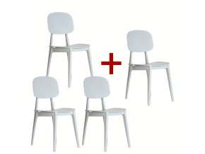 Plastová jídelní židle SIMPLY 3+1 ZDARMA, bílá
