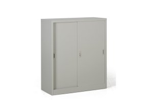 kovova skrin s posuvnymi dvermi demontovana 2 police 1000 x 1200 x 450 mm svetle seda 26966