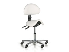 Pracovní židle SHAWNA, sedák ve tvaru sedla, univerzální kolečka, bílá