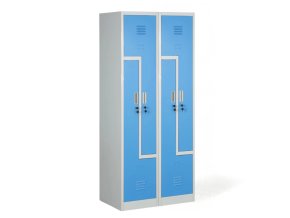 kovova satni skrinka z 4 oddily 1920 x 800 x 500 mm demont cylindricky zamek modre dvere 134265