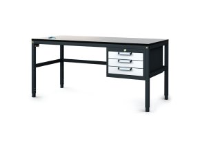 Antistatický dílenský ESD stůl, 3 zásuvkový box na nářadí, 1600x800x745-985 mm
