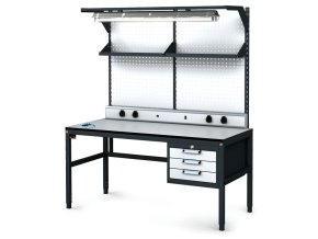 antistaticky dilensky esd stul perfopanel police osvetleni 3 zasuvkovy box na naradi 1600x800x745 985 mm 35226