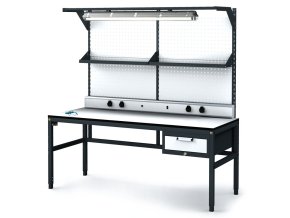 antistaticky dilensky esd stul perfopanel police osvetleni 1 zasuvkovy box na naradi 1800x800x745 985 mm 35231
