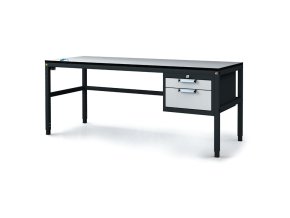 Antistatický dílenský ESD stůl, 2 zásuvkový box na nářadí, 1800x800x745-985 mm