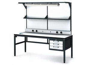 antistaticky dilensky esd stul perfopanel police osvetleni 3 zasuvkovy box na naradi 1800x800x745 985 mm 35192