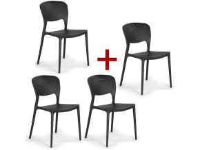 Plastová jídelní židle EASY II 3+1 ZDARMA, černá