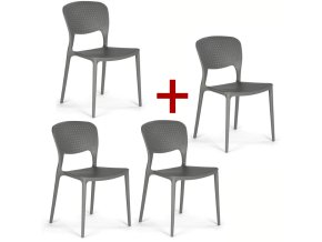 Plastová jídelní židle EASY II 3+1 ZDARMA, šedá