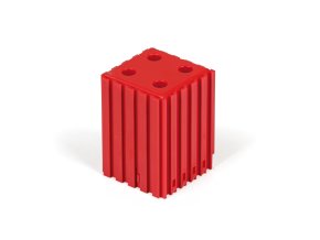 Plastový box na nářadí s válcovou stopkou D8, modul 5x5, 4 dutiny, červená