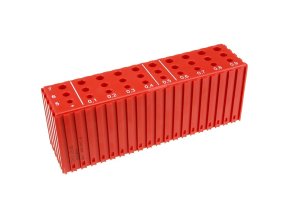Plastový box pro ukládání vrtáků o průměru 5–7,9 mm, modul 20x5, 30 dutin, červená