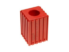 Plastový box pro ukládání kleštin s velkým průměrem 25 mm, modul 5x5, 1 dutina, červená