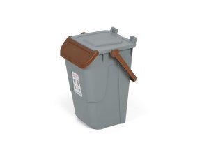 Plastový odpadkový koš na třídění odpadu ECOLOGY II, 35 l, šedá/hnědá