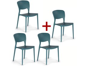 Plastová jídelní židle EASY II 3+1 ZDARMA, modrá