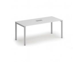 Stůl SQUARE 1800 x 800 x 750, bílá + stolní zásuvka TYP IV, stříbrná