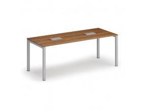 Stůl SQUARE 2000 x 800 x 750, ořech + 2x stolní zásuvka TYP II, stříbrná