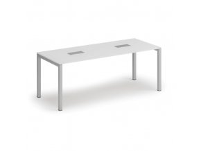 Stůl SQUARE 2000 x 800 x 750, bílá + 2x stolní zásuvka TYP II, stříbrná