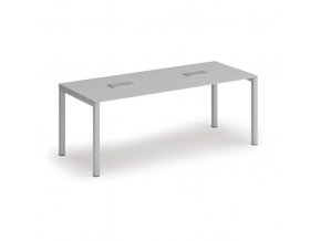Stůl SQUARE 2000 x 800 x 750, šedá + 2x stolní zásuvka TYP II, stříbrná