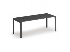 Stůl SQUARE 2000 x 800 x 750, grafit + 2x stolní zásuvka TYP II, černá