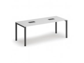 Stůl SQUARE 2000 x 800 x 750, bílá + 2x stolní zásuvka TYP III, černá