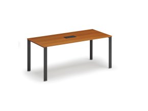 Jednací stůl PRIMO INFINITY, 180x90 cm, třešeň + stolní zásuvka TYP I, černá