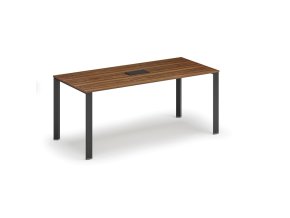 Jednací stůl PRIMO INFINITY, 180x90 cm, ořech + stolní zásuvka TYP I, černá