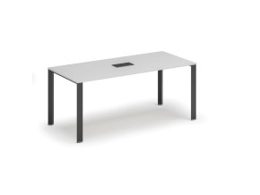 Jednací stůl PRIMO INFINITY, 180x90 cm, bílá + stolní zásuvka TYP I, černá