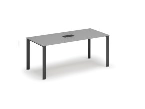 Jednací stůl PRIMO INFINITY, 180x90 cm, šedá + stolní zásuvka TYP I, černá