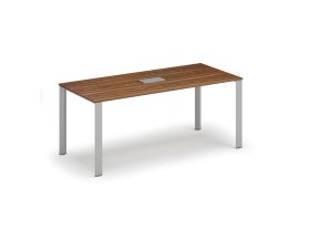Jednací stůl PRIMO INFINITY, 180x90 cm, ořech + stolní zásuvka TYP II, stříbrná
