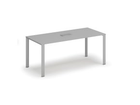 Jednací stůl PRIMO INFINITY, 180x90 cm, šedá + stolní zásuvka TYP II, stříbrná