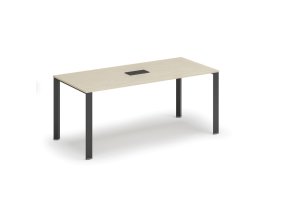 Jednací stůl PRIMO INFINITY, 180x90 cm, bříza + stolní zásuvka TYP II, černá