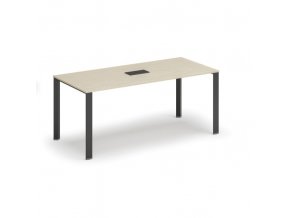 Stůl INFINITY 1800 x 900 x 750, bříza + stolní zásuvka TYP IV, černá