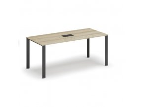 Stůl INFINITY 1800 x 900 x 750, dub přírodní + stolní zásuvka TYP V, černá