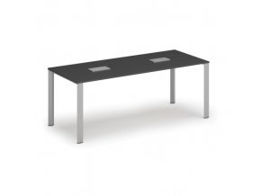Stůl INFINITY 2000 x 900 x 750, grafit + 2x stolní zásuvka TYP I, stříbrná