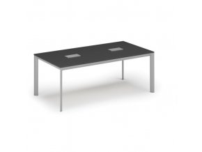 Stůl INVITATION 2000 x 1000 x 740, grafit + 2x stolní zásuvka TYP V, stříbrná