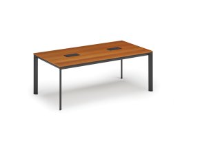 Jednací stůl PRIMO INVITATION, 200x100 cm, třešeň + 2x stolní zásuvka TYP V, černá