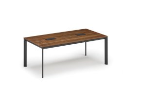 Jednací stůl PRIMO INVITATION, 200x100 cm, ořech + 2x stolní zásuvka TYP V, černá