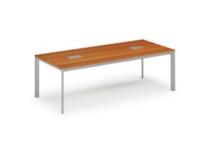 Jednací stůl PRIMO INVITATION, 240x120 cm, třešeň + 2x stolní zásuvka TYP I, stříbrná