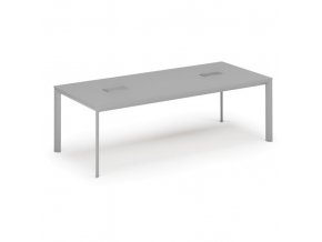 Stůl INVITATION 2400 x 1200 x 740, šedá + 2x stolní zásuvka TYP I, stříbrná