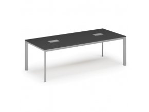 Stůl INVITATION 2400 x 1200 x 740, grafit + 2x stolní zásuvka TYP II, stříbrná