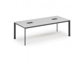 Stůl INVITATION 2400 x 1200 x 740, bílá + 2x stolní zásuvka TYP III, černá