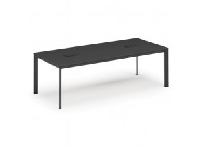 Stůl INVITATION 2400 x 1200 x 740, grafit + 2x stolní zásuvka TYP IV, černá