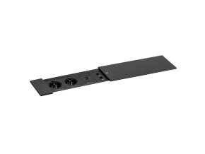 Zásuvkový box TYP IV - posuvný kryt, 2x zásuvka, nabíjecí USB A+C porty, 2x RJ45 port, černá